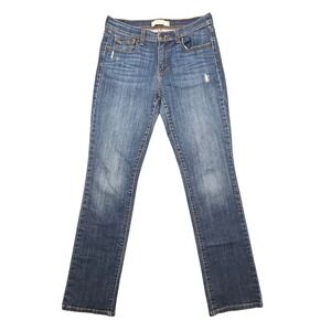 Levi's Blue Jeans 505 Straight Leg Distressed Stretch Denim Women 8 L/C